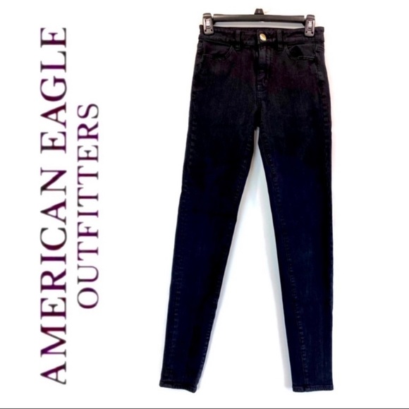 AMERICAN EAGLE BLACK HI-RISE JEGGING JEANS - Picture 2 of 5